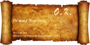 Ormay Karina névjegykártya